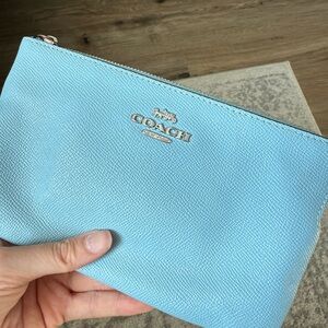 Coach Blue Leather Wristlet Clutch